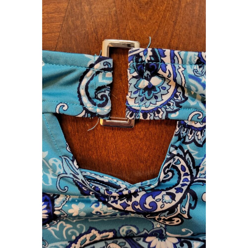 Ruby Rd. Aqua Paisley Print Blouse Womans Size 1X With 3/4 Sleeve - Picture 3 of 15